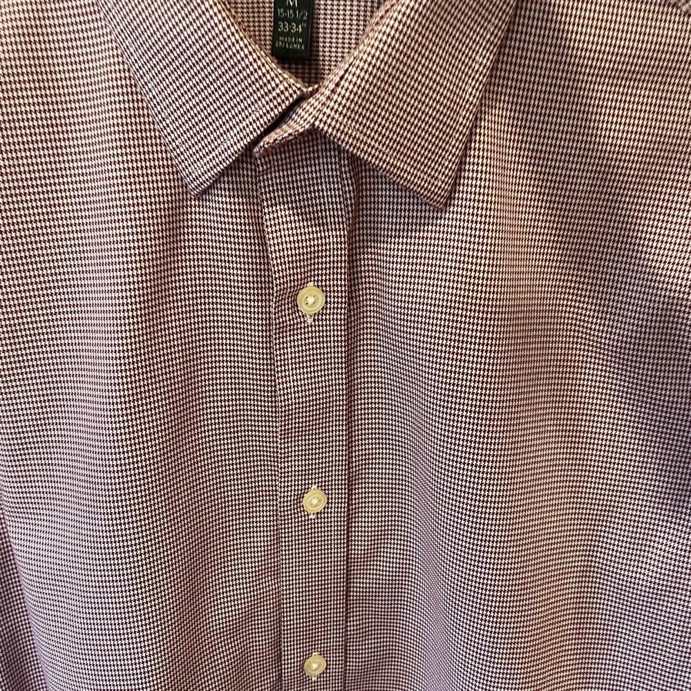Banana Republic Men's red and White Checkered Button Down Shirt
